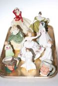 Collection of eight Royal Doulton lady figures and two medium character jugs (10)