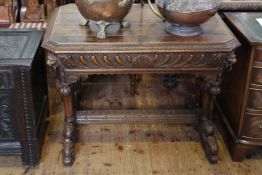 Victorian carved oak centre table in 17th Century style,