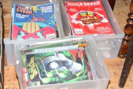 Three boxes of Judge Dredd and other comics/magazines