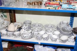 Large collection of Royal Doulton 'Yorktown' dinner and teaware, blue and white meat plates,