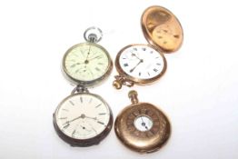 Collection of four old pocket watches,