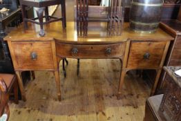 George III mahogany sideboard, with bow-front centre, raised on square section tapering legs,