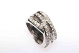 Diamond crossover ring, stamped 2.