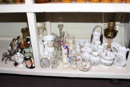 Collection of Aynsley Wild Tudor, oil lamp, biscuit barrel,