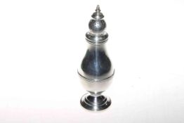 Silver baluster shaped caster with bell finial,