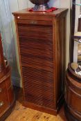 Early 20th Century stained beech filing cabinet, with tambour shutter, with key,