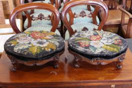 Pair of Victorian needlework footstools
