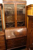 Mahogany Chippendale style bureau bookcase on ball and claw legs