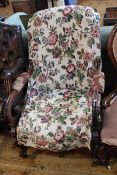Handsome Victorian mahogany and upholstered armchair,