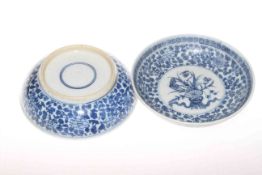 Pair of Chinese blue and white shallow dishes,
