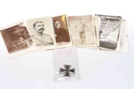 WWI 1st Class Iron Cross and postcards