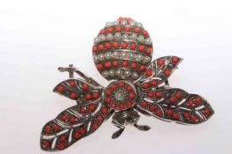 Silver 'jewelled' articulated insect brooch