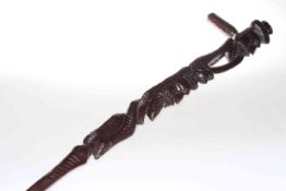 Jamaican hand carved wood walking stick