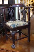George III style mahogany child's corner chair,