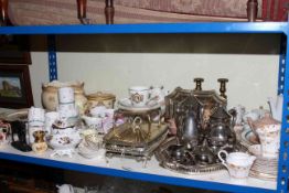 Collection of metalwares, assorted china including tea and coffee ware,