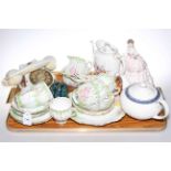 Royal Standard tea set with cottage flowers, Old Country Roses telephone, Royal Worcester figure,