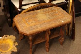 Eastern carved wood coffee table, oval mirror,