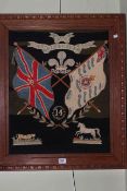 West Yorkshire Regiment oak framed needlework