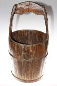 Coopered wood and metal bound pail