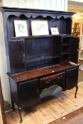 Late Victorian oak dresser and rack, with cabriole legs, label for Spillman & Co,