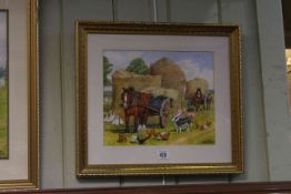 DM Alderson, Horses and Hay Carts, watercolour, signed and dated 1992 lower right, 24cm by 29cm,