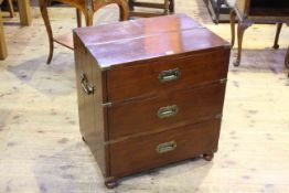 Brass mounted three drawer campaign chest, 61.