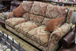 Parker Knoll three seater wing back settee in classical fabric