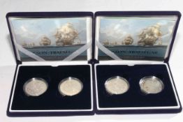 Two Royal Mint Nelson Trafalgar 2005 silver proof commemorative 2-Crown sets