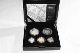Royal Mint 2010 silver Piedfort five-coin set
