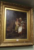 Jenny Bond, The Knitting Lesson, oil on canvas, signed and dated 1885 lower right, 50cm by 39.