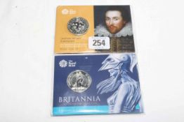 Two Royal Mint Treasure for Life £50 fine silver brilliant uncirculated coins