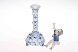 Royal Copenhagen child figure and blue and white candlestick (2)