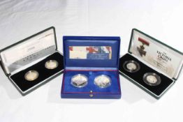 Three Royal Mint silver two-coin proof sets
