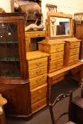 Pine five piece bedroom suite comprising two drawer dressing table, dressing mirror and three,