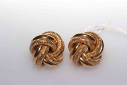 Pair of 9 carat gold knot earrings, 4.