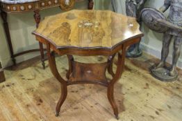 Victorian inlaid rosewood octagonal shaped top occasional table with undershelf