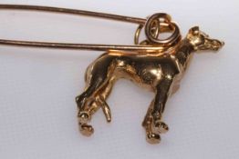 9 carat gold greyhound brooch,