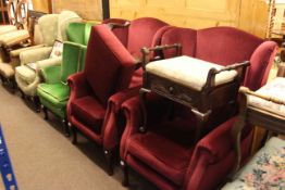 Collection of four various cabriole leg wing armchairs including a pair and two with footstools (6)