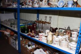 Large collection of glassware, tea service, Stilton cover and stand, Royal Doulton jug, stein, jugs,