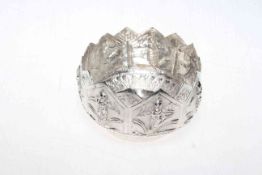 Indian silver bowl, embossed with dancing deities,