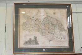 19th Century Map of the North Riding of the County of York by C & S Greenwood, London, 62cm by 77cm,