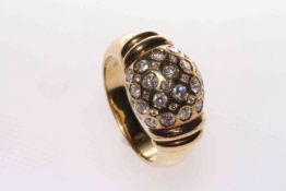18 carat yellow gold and diamond bombé ring,