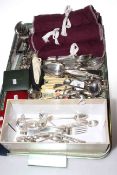 Large collection of silver and silver plated cutlery,
