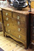 Georgian oak and mahogany chest of two short above three long drawers, 91.