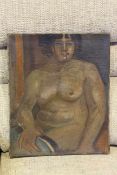 Early 20th Century Study of a Nude, oil on canvas, 46cm by 38cm,