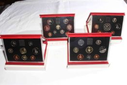 Four Royal Mint Proof coin sets, 1992, 1993,