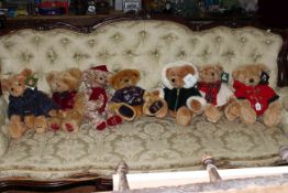 Seven Harrods teddy bears including Year Bears 1996 & 1999-2003