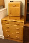 Vintage G Plan oak four drawer dressing table and bedside cabinet (2)