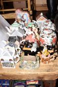 Two Old Foley ginger jars, two Coalport figures, collection of novelty teapots,