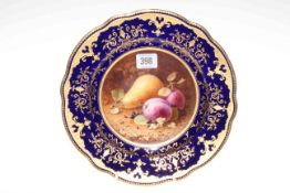 Coalport plate painted with fruit, signed F.H.